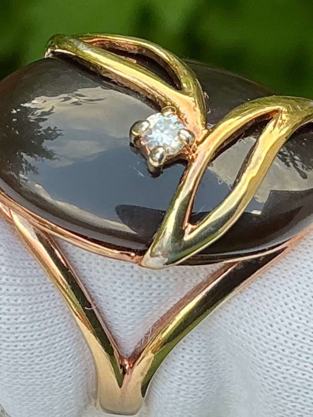Vintage Seta Oval Black Onyx & Crystal Gold Plated Statement Ring Size 6 - Picture 13 of 13
